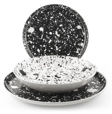 Immagine prodotto di Set di stoviglie da 18 pezzi con un moderno design bianco e nero