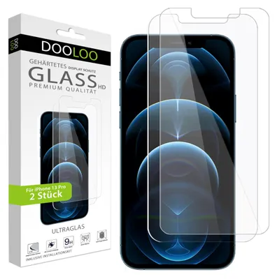 Produktbild von 2er Pack iPhone 13 Pro Panzerglas Panzerfolie Schutzglasfolie Displayschutzglas Echt Glas Schutz Folie Display Glasfolie 9H