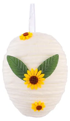 Produktbild von DIY-Häkel-Osterei mit Sonnenblume als Hängedekoration für den Osterkorb, als Füllung für Osternächte und als Baumschmuck für Feiertage.