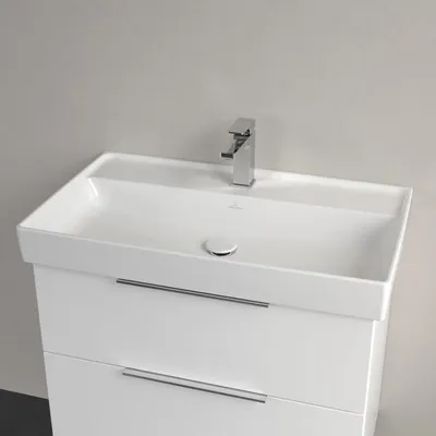 Productafbeelding van Villeroy & Boch wastafel Taro, 80 cm, met CeramicPlus coating, 1 afvoergat, zonder overloop