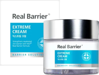 A product shot of Real Barrier Extreme Cream and its packaging.