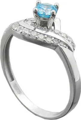 Produktbild von Eleganter Ring Damenring mit Zirkonia aqua und weiß 925 Silber Innenumfang 58mm  Ø18.5mm