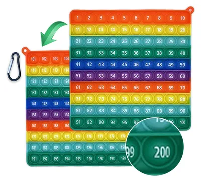 Produktbild von Pop-It-Spielzeug – Fidget-Spielzeug – Silikon – Doppelseitig – Zahlen von 1 bis 200