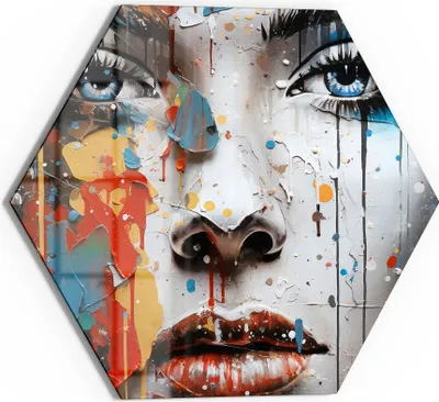 Produktbild von DEQOART Glasbild Echtglas 55x48 cm 'Tränen der Farbe' Wandbild Bild modern Deko