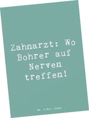 Produktbild von Mr. & Mrs. Panda Postkarte Spruch Zahnarzt Nerven - Meeresbrise - Geschenk, bildkarte, Dentalhygiene, Ansichtskarte, Berufsleben, Postkarten, Zahnmedizin, Präzision