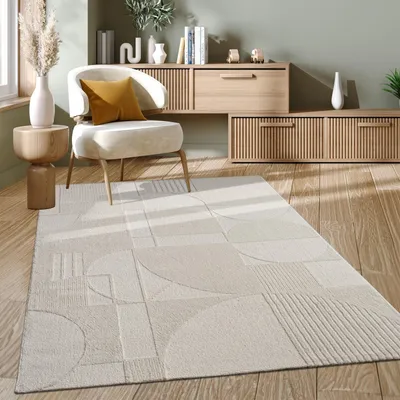Immagine prodotto di Tappeto soggiorno a pelo corto Stile Japandi moderno Effetto 3D Tinta unita Dimensioni 240x340 cm