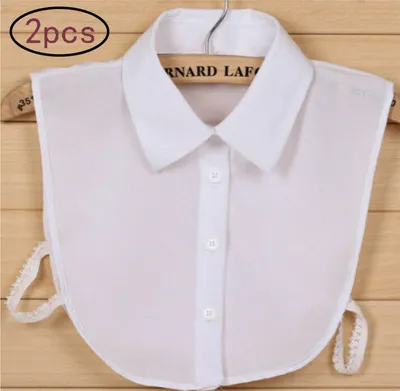 Produktbild von Damen 2 Pack Kragen Abnehmbare Hälfte Shirt Bluse In Baumwolle, Weiß