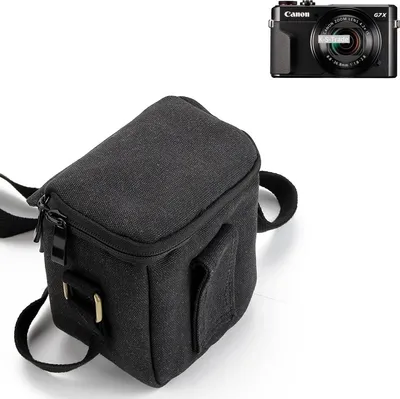 Produktbild von K-S-Trade Umhängetasche kompatibel mit Canon PowerShot G7 X Mark II Schulter Tasche Tragetasche Kameratasche Fototasche schwarz Schutzhülle