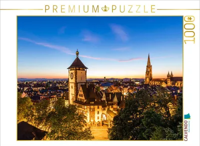 Produktbild von CALVENDO Puzzle Freiburg im Breisgau im Abendlicht | 1000 Teile Lege-Größe 64x48cm Foto-Puzzle für glückliche Stunden