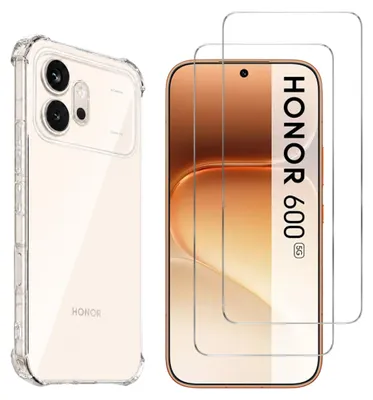Produktbild von Stoßfeste Hülle für Honor 600 5G und 2 Displayschutzfolien aus gehärtetem Glas Phonillico®