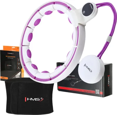 Zdjęcie produktu dla Zestaw Hula Hop Magnetyczny White/Violet Hhm17 Z Licznikiem Hms + Pas Wyszczuplający Br163 Black
