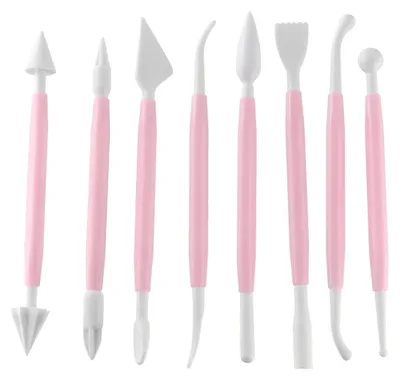 Marzipan-Modellierwerkzeug-Set, 8 Stück, Plastik, 16 cm