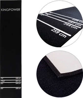 Produktbild von Dart Teppich Matte Schwarz Weiß Steeldart Dartpfeile Dartboard Zubehör Dartteppich Target Oche Darts Abwurflinie Schutz Gummi Boden Dartscheibe 290 x 60 cm Kingpower