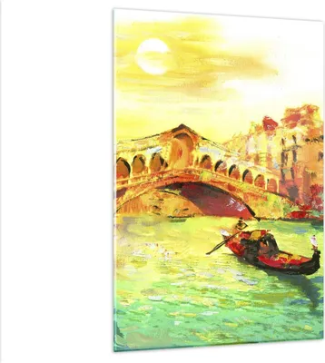 Produktbild von Bilder auf glas - Einteilig - Venedig Gondel - 80x120cm - Glasbilder - Wandbilder - Bilder - zum Aufhängen bereit - Wanddekoration aus Glas - Glas Bilder - Wandbild auf Glas - GPA80x120-3841