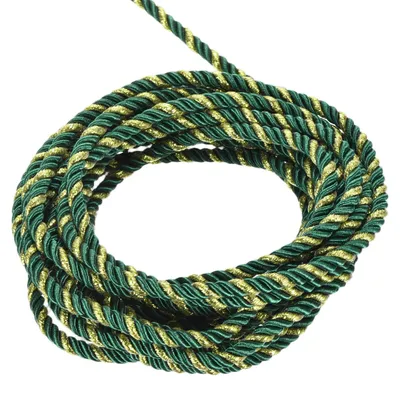 Geflochtenes Polyester-Kordel, 5 mm × 5 m, dunkelgrün-gold