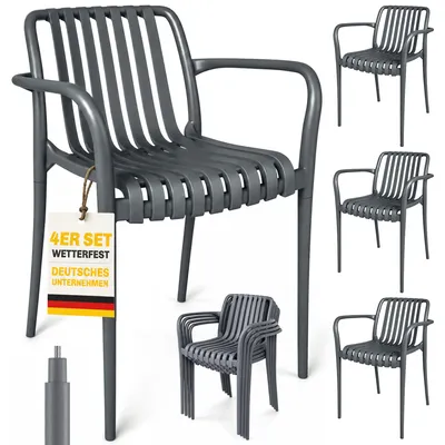 Produktbild von Outsunny Gartenstühle 4er Set Stapelbare Terrassenstühle mit Lamelldesign