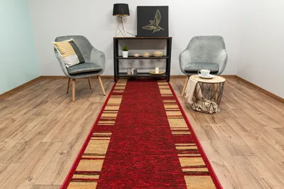 Zdjęcie produktu dla Dywanik ADAGIO 80 x 300 cm, z krótkim włosiem, elegancki, antypoślizgowy, w kolorze czerwonym