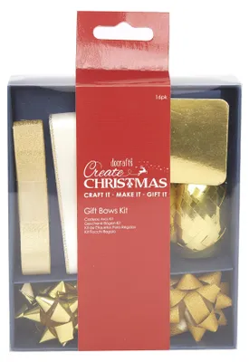 Weihnachts-Schleifen- und Bänder-Set, Gold, 16-teilig