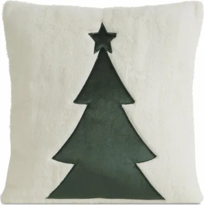 Produktbild von EUROFIRANY | Kissenhülle - Weihnachtskissenbezug - 45 x 45 cm - Weiß Grün - Weihnachtsbaum - Dekokissenhülle - Weihnachten - Weich