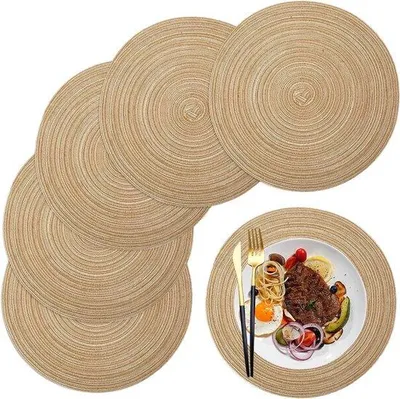 Immagine prodotto di Set di tovagliette in materiale resistente al calore, 160 cm, lavabili, antiscivolo, color caffè, per cucina e sala da pranzo