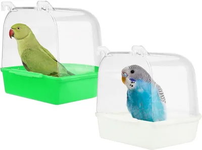 Produktbild von 2er-Set Vogelbad, Vogelbad, Vogelkäfigbad, Hängendes Vogelbad mit Haken, Vogelkäfigzubehör für Kanarienvögel, Wellensittiche und Papageien