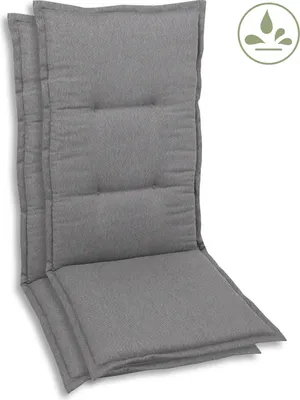 Produktbild von GO-DE Textil, Sesselauflage Mittellehner, 2er Set, Farbe: grau, Maße: 108 cm x 50 cm x 7 cm, Rueckenhoehe: 60 cm