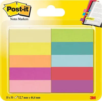 Produktbild von Post-it® Notes Markers 670-10AB Marker stron - 12,7 x 44,4 mm, różne, 10 x 50 pasków