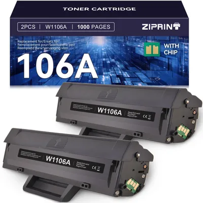 Toner 106A W1106A für HP Laser 107w, 2er-Pack Schwarz