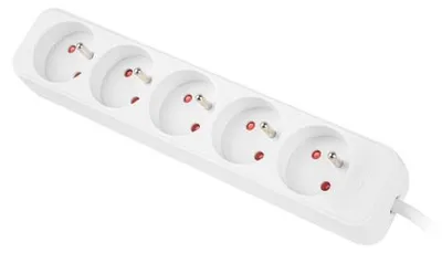 Produktbild von Lanberg PS0-05E-0150-W, 1,5 m, Drinnen, Weiß, 5 AC-Ausgänge, 10 A