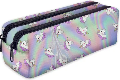 Image de Trousse, trousse à crayons, trousse à plumes 2 compartiments, trousse d'écolier, motif 3D amusant, licorne Hollo [107]