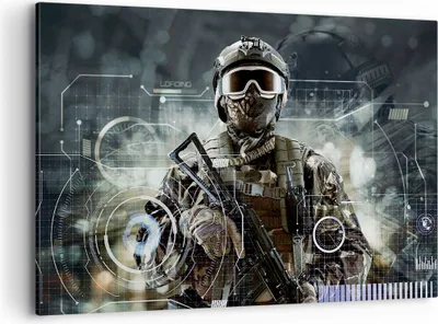 Produktbild von Bild auf Leinwand - Leinwandbild - Soldat Gewehr - 120x80cm - Wand Bild - Wanddeko - Wandbilder - Leinwanddruck - Bilder - Kunstdruck - Wanddekoration - Leinwand bilder - Wandkunst - AA120x80-4071