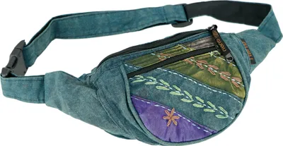 Produktbild von Bestickte Ethno Sidebag, Nepal Gürteltasche - Petrol, Uni - Erwachsene, Blau, Baumwolle, 15*20*8 cm, Festival- Bauchtasche Hippie