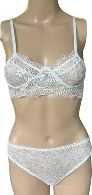 Produktbild von Lingerie-Set aus Spitze - Damenunterwäsche - BH mit Spitze - Slip - Weiß - Damenmode