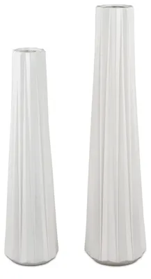 Produktbild von 2er Set Bodenvasen MATTWEISS RELIEF H. 55 + 65cm matt weiß aus Keramik Formano