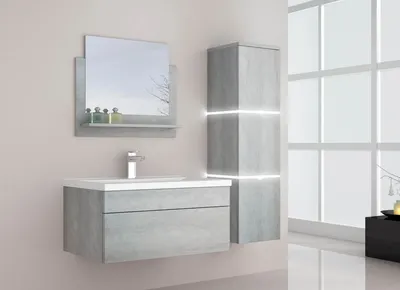 Produktbild von HOME DELUXE - Badmöbel-Set - WANGEROOGE BIG Grau - Large - inkl. Waschbecken und komplettem Zubehör - Breite Waschbecken: 60 cm | Badezimmermöbel Waschtisch Badmöbelset
