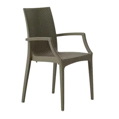 Produktbild von Gartenstühle in Rattanoptik mit Armlehnen Grand Soleil Bistrot Arm - Braun