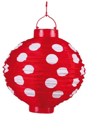 Produktbild von Solar-China-Lampe, rund, D:25cm,rot mit weißen Punkten, 1 weiße LED