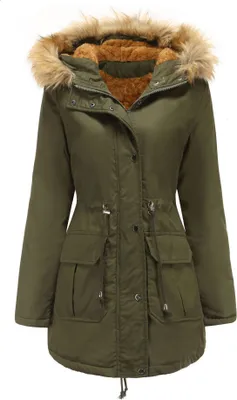 Produktbild von Damen Winterjacke Winterjacke Baumwolljacke Warme, verdickte Reißverschlusstaschenjacke, S-4XL