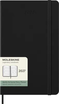 Produktbild von Moleskine 12 Monate Wochenkalender 2027, Large/A5, 1 Wo = 2 Seiten, horizontal, fester Einband, Schwarz