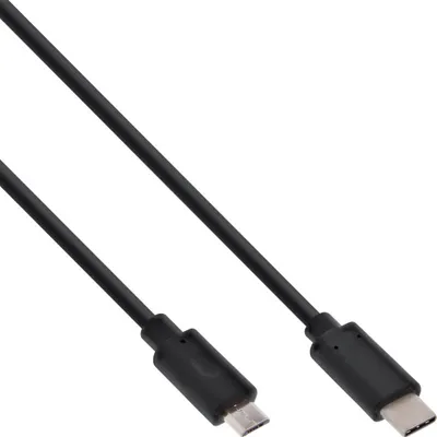 Produktbild von InLine® USB 2.0 Kabel, USB-C Stecker an Micro-B, schwarz, 1m