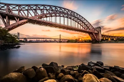 Produktbild von Muralo Fototapete Architektur 416 (B) x 290 (H) cm Vliestapete Wand Tapete Fluss Brücke Himmel Wohnzimmer Schlafzimmer moderne Wandbild Abstraktion Wand Dekoration