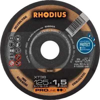 Zdjęcie produktu dla Tarcza tnąca XT38 125 x 1,5 mm ger. Rhodius