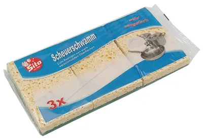 Produktbild von Sito Cellulose Reinigungsschwamm eckig, gelb/grün, 106 x 68 x 21 mm | Packung (3 Schwämme)