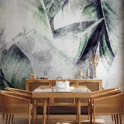 Produktbild von Vlies Fototapete - Eclectic jungle - plant motif with exotic leaves with texture 200x140 cm Blätter b-C-0872-a-a