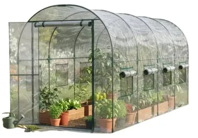 Produktbild von Gewächshaus, langlebiges PVC, pulverbeschichtete Stahlkonstruktion, Transparent
