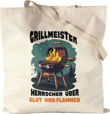Produktbild von Grillmeister Herrscher über Glut und Flammen Jutebeutel Papa Vatertag BBQ Geschenk