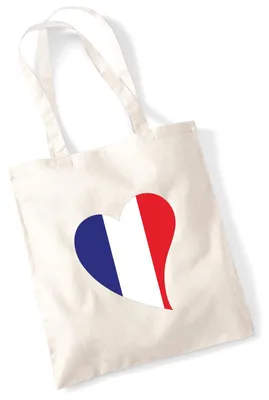 Produktbild von Huuraa Jutebeutel Frankreich Flagge Herz 10 Liter Natural Baumwolle Tasche Geschenkidee