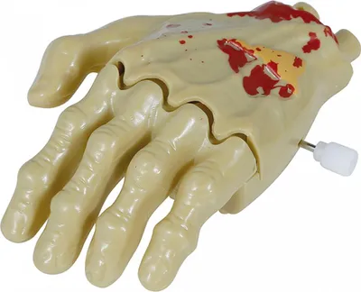 Produktbild von Blutige Zombie Hand zum Aufziehen als Geschenkidee für Halloween 9cm