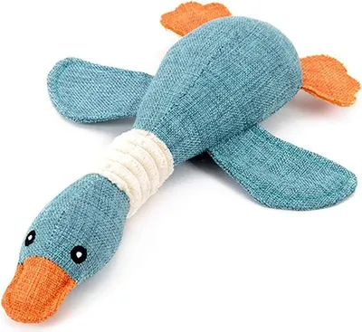 Obrázek produktu pro Hračka pro psy ve tvaru kachny s pískátkem, plyšová hračka pro malé a střední psy, žvýkací hračka pro štěňata, 32 cm