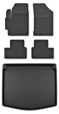 Productafbeelding van Rubberen automatten + kofferbakmat voor Toyota Corolla Cross vanaf 2022 – 5-delig, zwart, op maat – Wielganizator Semi-Universal
